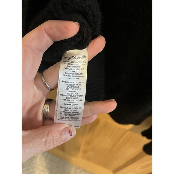 French Connection Wool Blend Sweater 1/4 Zip & Button Combo Black XL - Picture 5 of 5